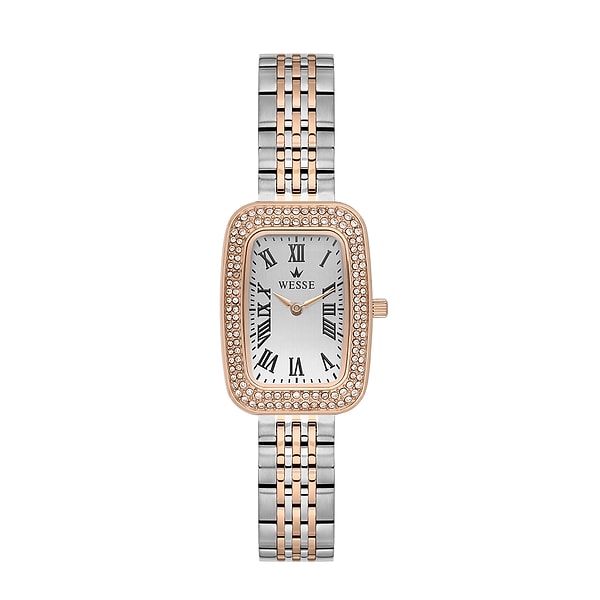 Wesse’nin, rose gold renkteki çelik kasası ve yuvarlatılmış dikdörtgen formu, klasik tasarıma modern bir dokunuş ekliyor.