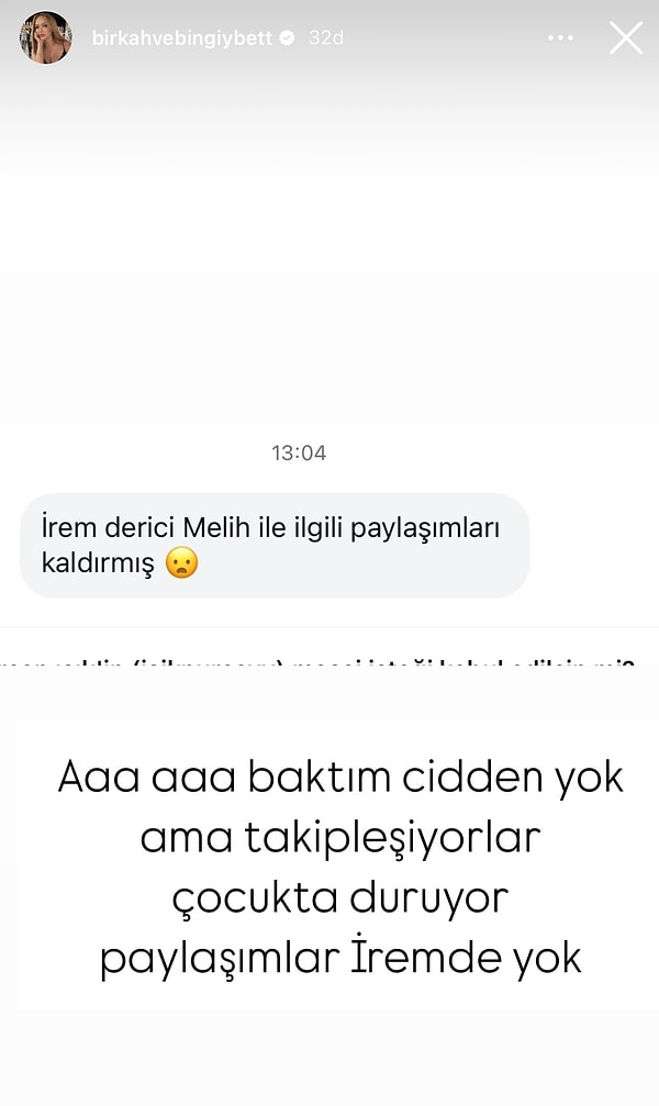Bunun üzerine bazı takipçilerin gözüne İrem Derici'nin Melih Kunukçu ile olan fotoğraflarını Instagram'ından kaldırması çarptı.