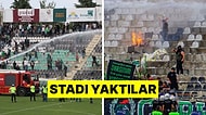 Denizlisporlu Taraftarlar Tribündeki Pankartları Ateşe Verdi