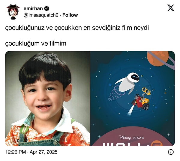 X'te @imsasquatch0 adlı kullanıcı, önce kendi fotoğrafını paylaştı ve favori filmini paylaştı.