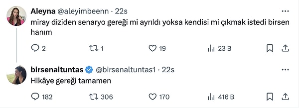 İşte Birsen Altuntaş'ın o paylaşımı: