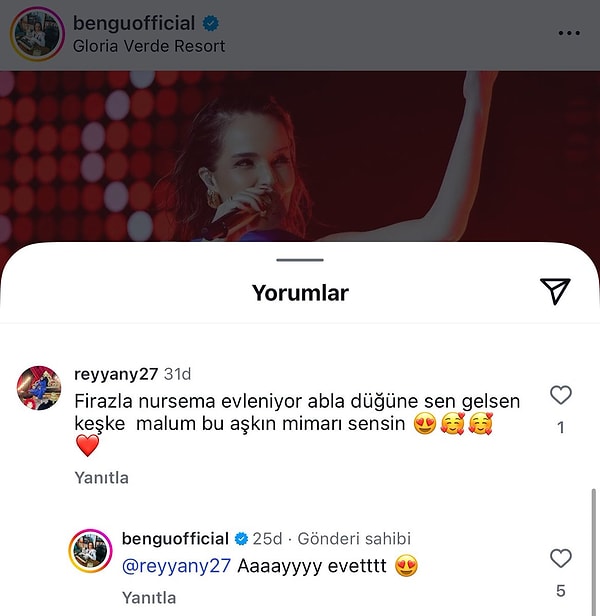 İşte Bengü'nün o yanıtı: