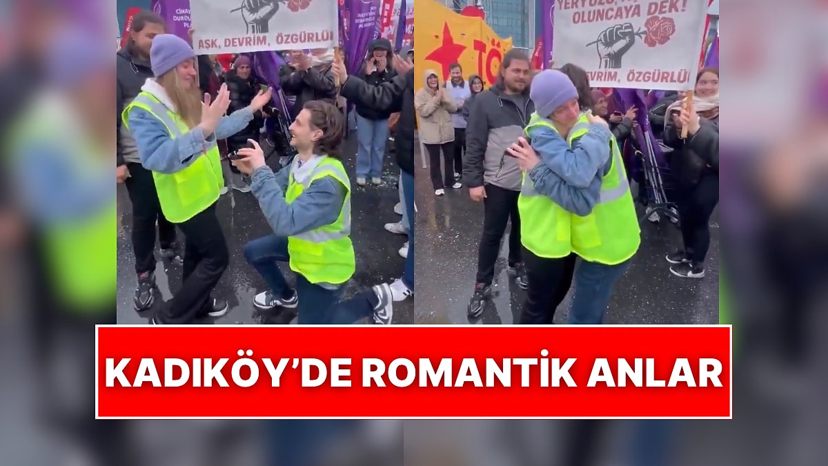 Kadıköy’de 1 Mayıs Eylemlerinde Kız Arkadaşına Evlilik Teklifi Etti