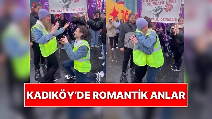Kadıköy’de 1 Mayıs Eylemlerinde Kız Arkadaşına Evlilik Teklifi Etti