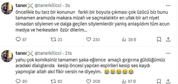 İşte Taner Kılıçcı'nın o paylaşımı: