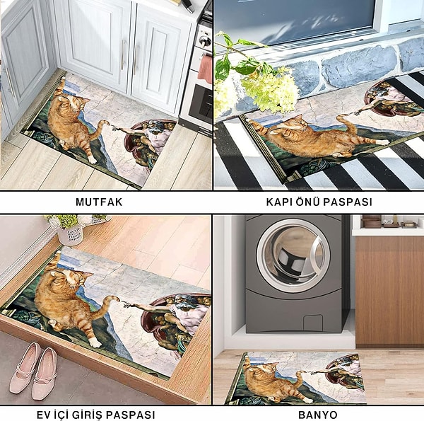 Monnhein Kedi Temalı Kapı Önü Paspası