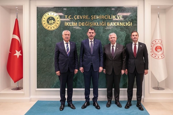 Zeydan Karalar, Mansur Yavaş ve Ahmet Akın, Murat Kurum'u ziyaret etti.