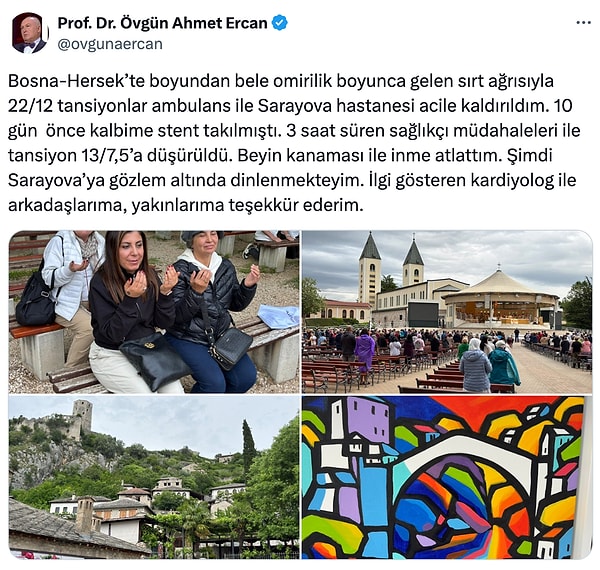 Ahmet Ercan'ın sosyal medya hesabından yapılan paylaşım: Görseli