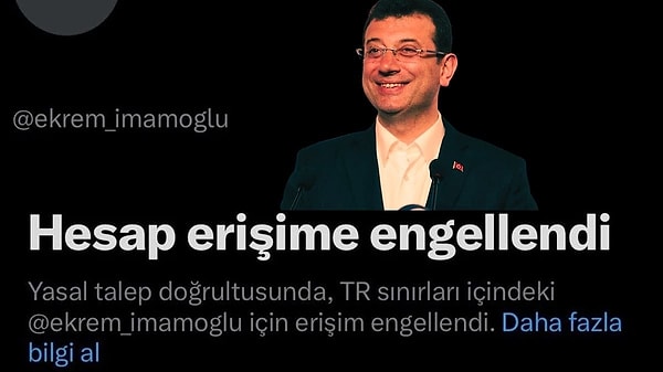 Mahkeme kararıyla Ekrem İmamoğlu’nun X hesabına Türkiye'den erişim engeli getirildi. Görseli