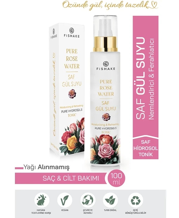12. FiShake Gül Mayası %100 Saf Gül Suyu Tonik 100 ml