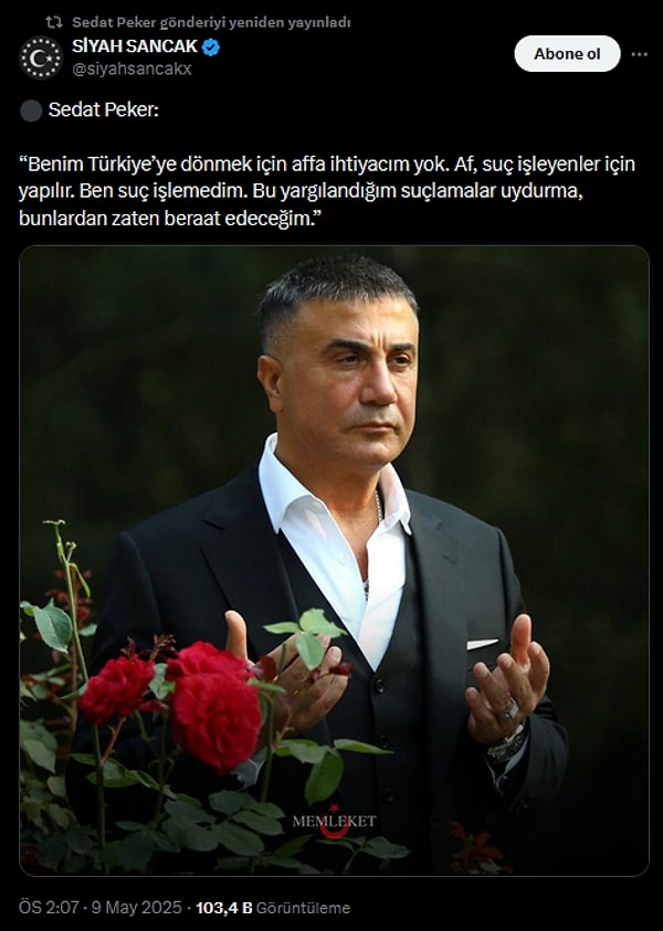 Sedat Peker'in açıklaması 👇 Görseli