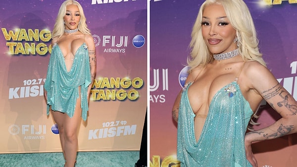 Her hali bir başka olay olan Doja Cat, Wango Tango etkinliğinde boy gösterdi. Etkinlikte sahne alan şarkıcının kostümü baş döndürücüydü! Görseli