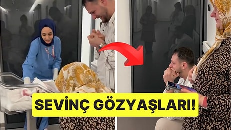 İçimizi Isıttı! Yeni Doğan Bebeğini İlk Kez Gören Baba Gözyaşlarını Tutamadı