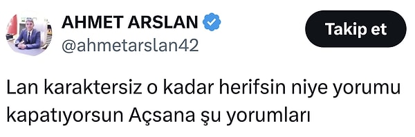 Konya İl Başkanı Ahmet Arslan ise X hesabından Ekici'ye sert bir yanıt gönderdi. Görseli