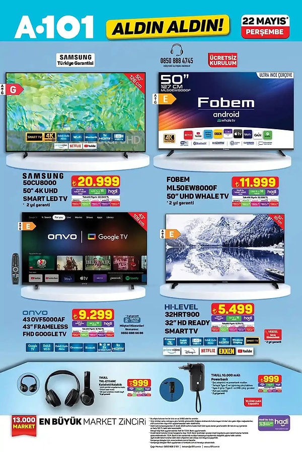 Samsung 50" 4K UHD Smart Led Tv 20.999 TL Görseli