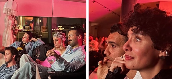 Kimler Geldi Kimler Geçti'nin ikinci sezonunun yayınlanmasının ardından, başrol oyuncusu Serenay Sarıkaya ve sevgilisi Mert Demir, diziyi birlikte izlediler. Görseli