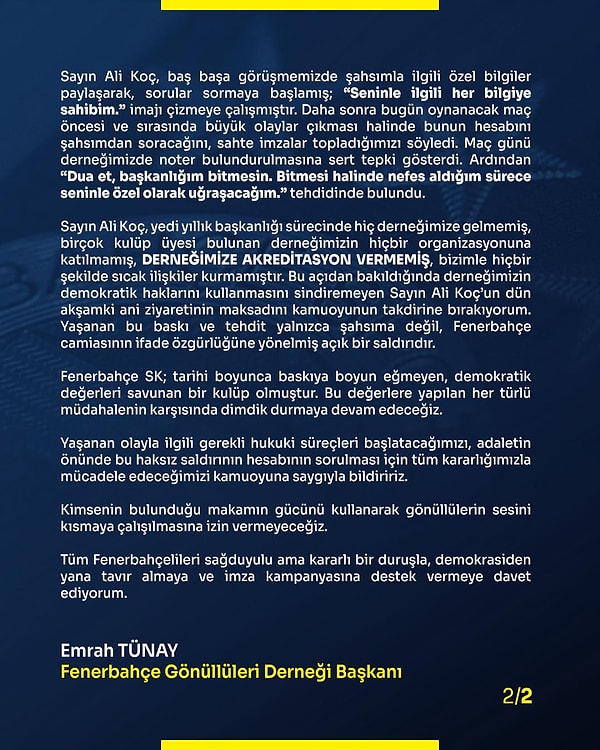 “Dua et, başkanlığım bitmesin. Bitmesi halinde nefes aldığım sürece seninle özel olarak uğraşacağım.”
