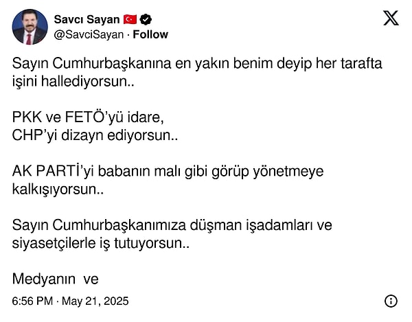 Savcı Sayan’ın paylaşımı 👇 Görseli