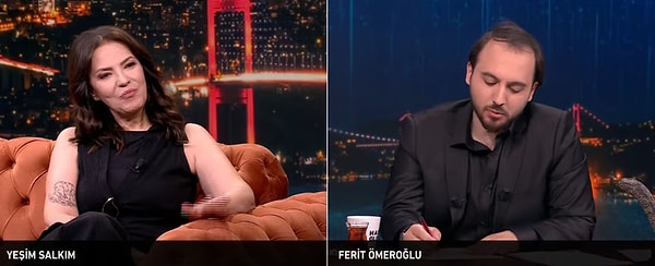 Yeşim Salkım, Ferit Ömeroğlu'nun Youtube programına konuk oldu. Görseli