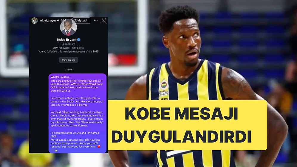 Fenerbahçe Beko'nun Yıldızı Nigel Hayes Davis'ten Kobe'ye Duygusal Mesaj