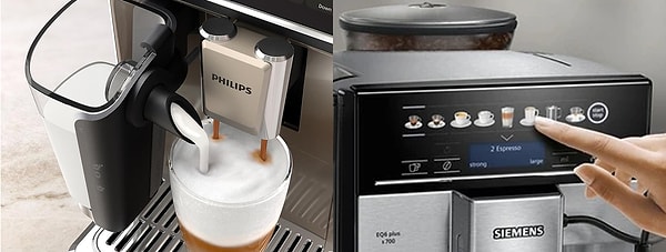 Her iki model de kahve konusuna aşkla bağlı olanlara sesleniyor: “Sadece kahve değil, küçük bir ritüel yaşatıyorum” diyorlar adeta. Philips 5500 LatteGo ve Siemens EQ6 Plus S700, evde barista deneyimini tek tuşla sunmak konusunda oldukça iddialı.