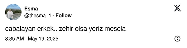 Bir kullanıcı, 'çabalayan erkek'leri övdü.