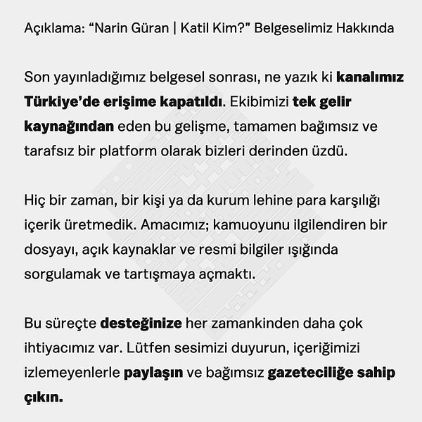 Videonun yayınlanmasından kısa süre sonra kanal erişime kapatıldı.