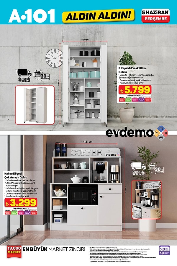A101 İki Kapaklı Erzak Dolabı 5.799 TL Görseli