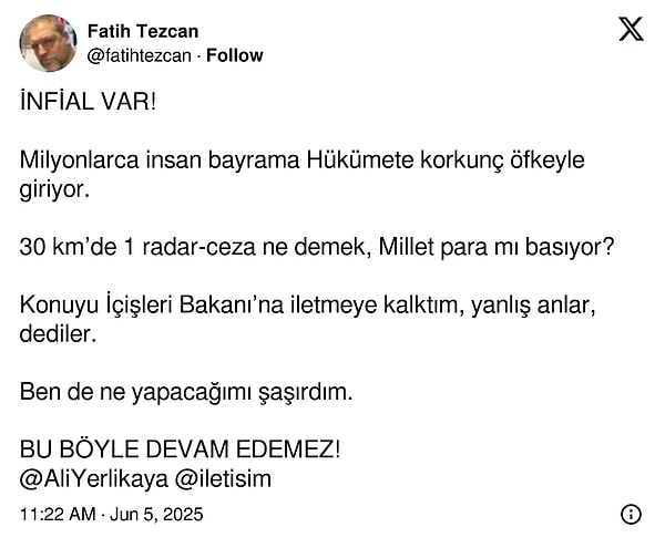 Fatih Tezcan'ın paylaşımı 👇