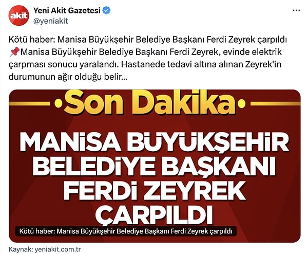 Genç yaşta kaybettiğimiz Ferdi Zeyrek üzerinden çirkinleşen Yeni Akit'in bu ilk vakası değil. Zeyrek için "çarpıldı" ifadelerini kullanan Yeni Akit'in sadece birkaç başlığına gelin birlikte bakalım. Görseli