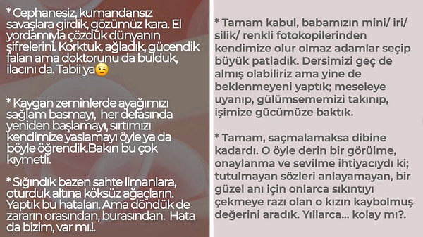 "Tamam, kabul. Babamızın mini, iri, silik, renkli fotoğraflarından kendimize olur olmaz adamlar seçip büyük patladık"