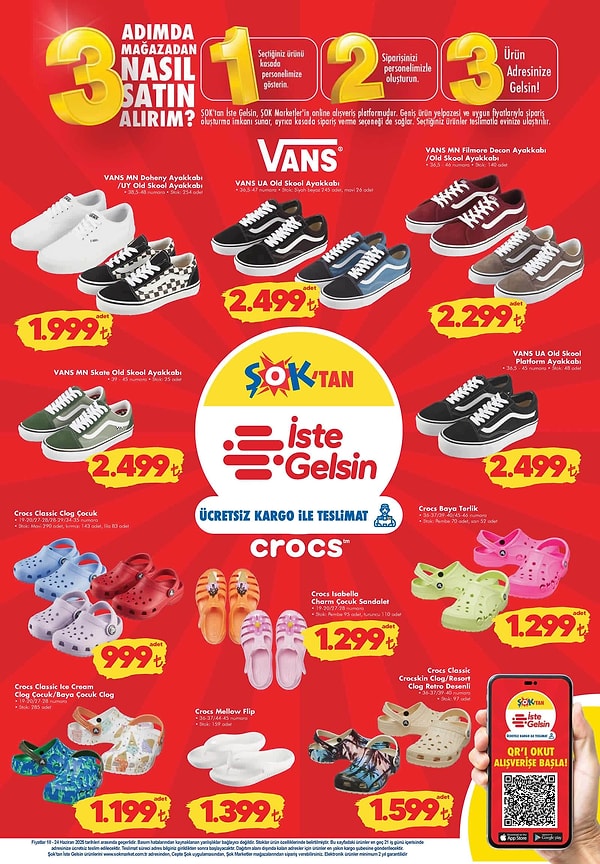 Şok Vans ve Crocs modelleri