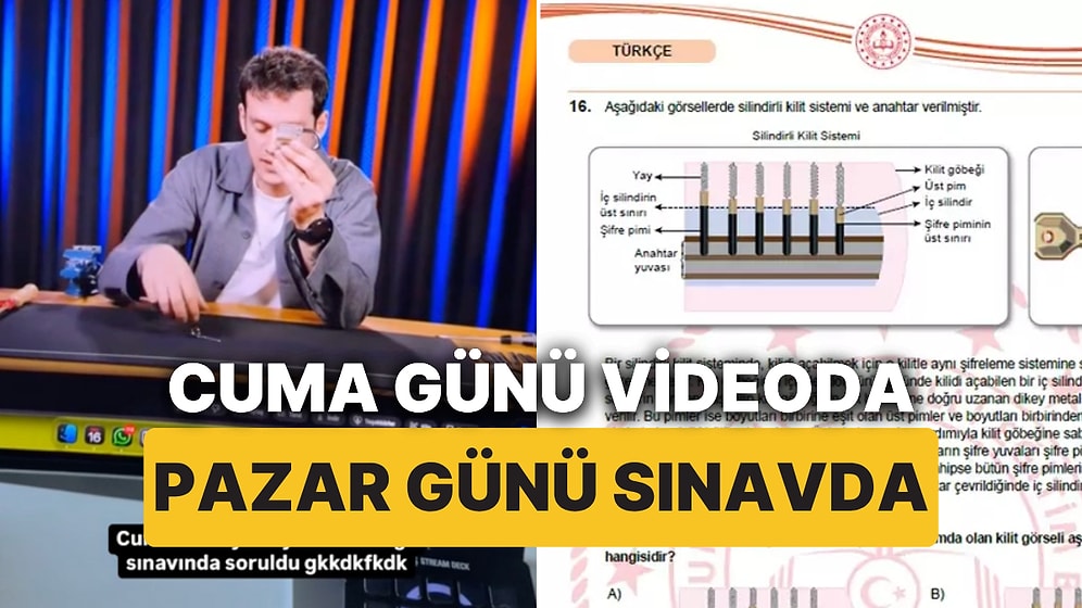 LGS'de Gündem Olan Kilit Sistemi Sorusu, Meğer Bir Gün Önceki Orkun Işıtmak Videosunda da Varmış