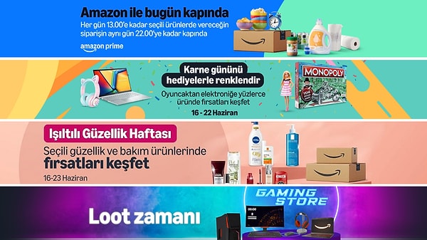 Amazon.com.tr kampanyaları ve detaylarına ulaşabileceğiniz linkler aşağıda 👇🏽 Görseli