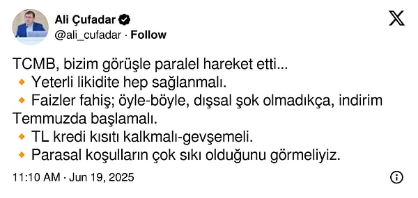 İktisatçı Ali Çufadar: