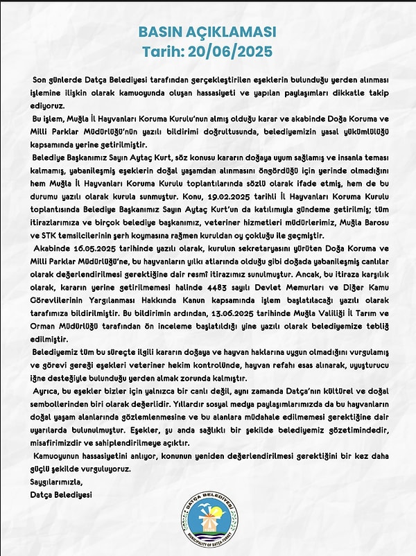 "Eşekler şu an sağlıklı bir şekilde gözetim altında"