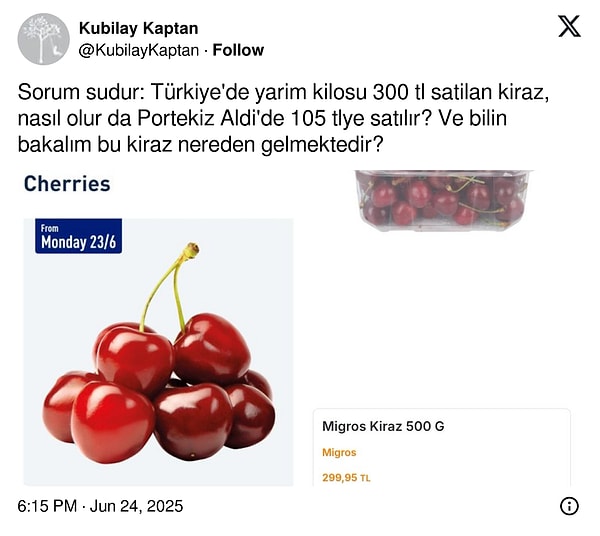 Bir X kullanıcısı da Türkiye'deki fiyatları Avrupa'daki satış fiyatlarıyla kıyasladı.