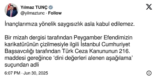 Yılmaz Tunç’un paylaşımı