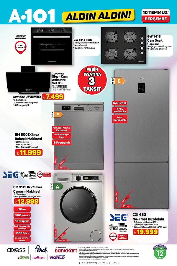SEG No-Frost Buzdolabı 19.999 TL