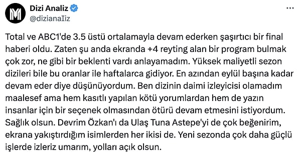 Çift Kişilik Oda'nın erken final kararına gelen tepkiler de burada: