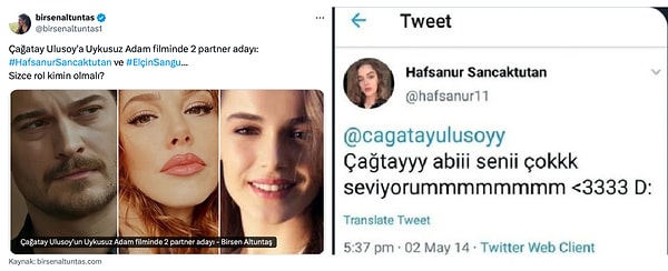 Her iki oyuncuya da teklif götürüldüğü ancak kararın verilmediği ortaya çıkarken Hafsanur Sancaktutan'ın 2014 senesinde attığı bir tweet ortaya çıktı.