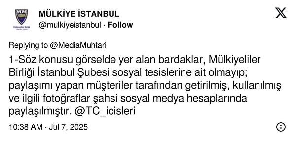 İşletmenden konu ile ilgili açıklama geldi.