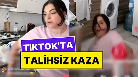TikTok Ünlüsü Karagül Canlı Yayında Oturmak İçin Zıpladığı Mutfak Tezgahını Yerle Bir Etti