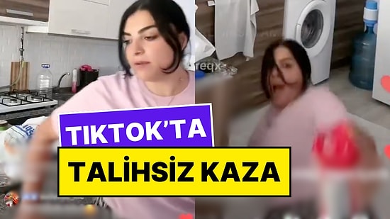 TikTok Ünlüsü Karagül Canlı Yayında Oturmak İçin Zıpladığı Mutfak Tezgahını Yerle Bir Etti