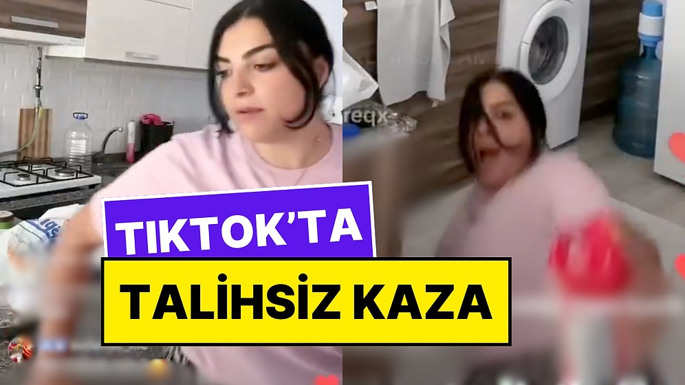 TikTok Ünlüsü Karagül Canlı Yayında Oturmak İçin Zıpladığı Mutfak Tezgahını Yerle Bir Etti