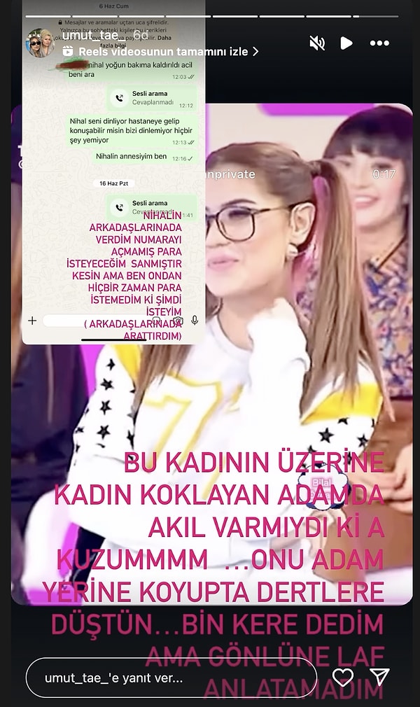 Acılı anne bununla da yetinmedi ve Nihal’in hastane sürecinde eşi Mehmet Faruk Çiçek’e attığı cevapsız WhatsApp mesajlarını da paylaştı.