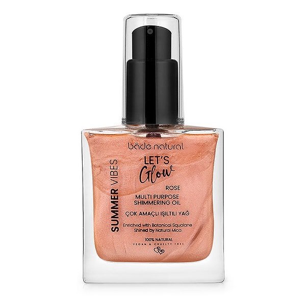 8. Bade Natural Lets Glow Nemlendirici Işıltılı Yağ Rose 50 ml