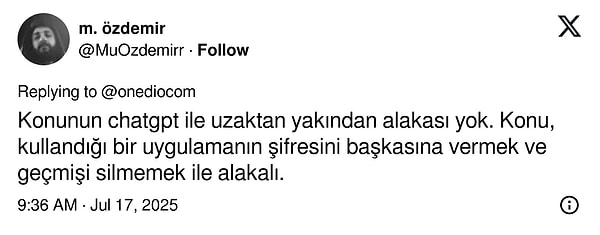 "Mesele yapay zeka değil, şifre" 👇