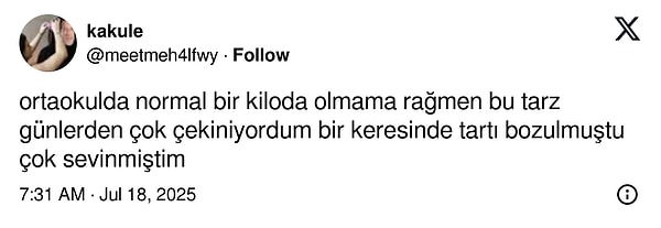 Diğer kullanıcılar da boy kilo ölçe travmalarını hatırladı.