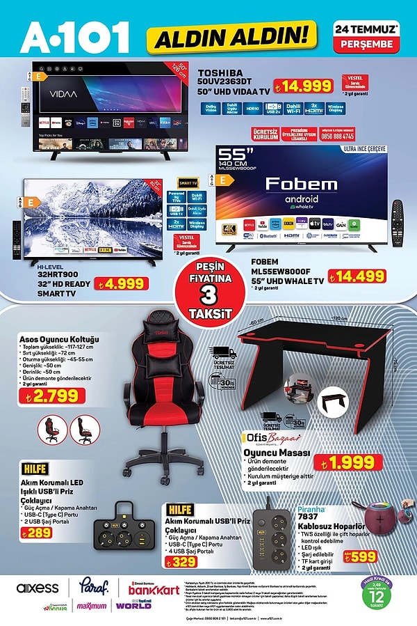Toshiba 50" UHD VIDAA Tv 14.999 TL
